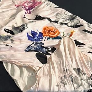 Authentic Christian DIOR Floral Silk Scarf in Light Pink